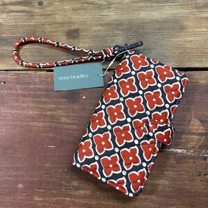 New Vera Bradley Floral Burnt Orange and Black Phone Wristlet in Moorish.